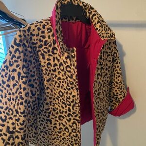Totally reversible jacket. Sz med. Animal print and fuchsia.